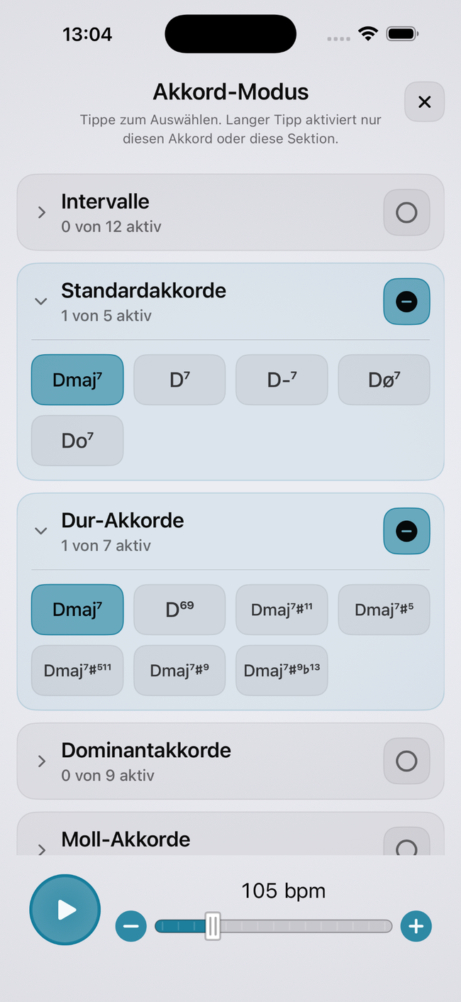Zufallsakkorde auswählen